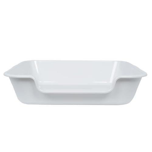 Extra Large Low Entry ABS Cat Litter Box, Light Gray, 24" L x 20" W, 1 Pack | Durable low entry litter box, non-stick, odor-free, ideal for seniors, kittens, rabbits, large cats and multi-pet homes. - color: Light Gray, size: Large (Pack of 1)