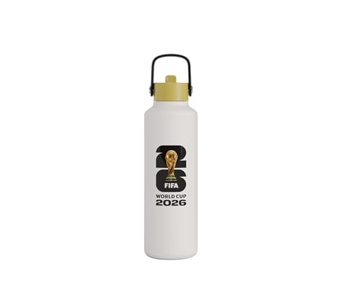 Drib 24oz Insulated Water Bottle, FIFA World Cup 2026 Edition – Performance Stainless Steel Insulated Bottle with Quiet Leak-Proof Straw Lid (Official Trophy Bottle - Off White) - color: Official Trophy Bottle - Off White