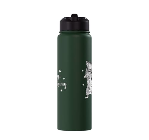Rodent lovers - Degu Mommy Stainless Steel Insulated Water Bottle - color: Dark Green