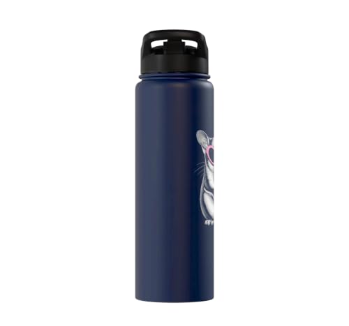 Sugar Glider Pink Heart Sunglasses Funny Bubble Gum Stainless Steel Insulated Water Bottle - color: Navy Blue