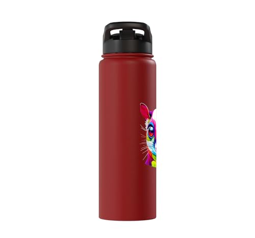 Colorful Pop Art Sugar Glider Sugar Gliders Stainless Steel Insulated Water Bottle - color: Red