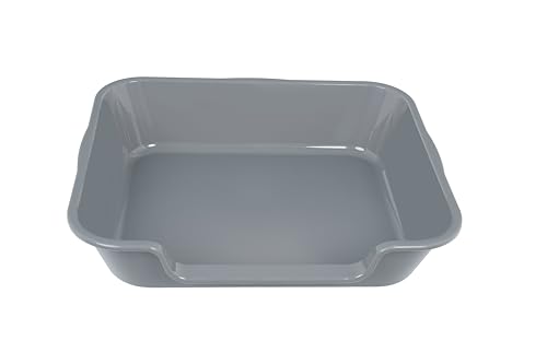 1 Pack of Extra Large Cat Litter Box (ABS Material), Low Entry Senior Litter Pen for Geriatric Kitty Big Cats, Jumbo Pet Safe Litter Boxes Tray for Indoor Pets Potty (Gray, 24" L x 20" W) - color: Dark Gray, size: Large (Pack of 1)