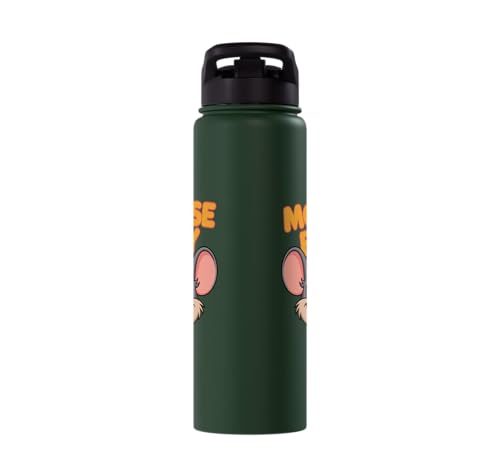 Mouse Boy | Childrens Mice Product | Youth Kids Boys Mouse Stainless Steel Insulated Water Bottle - color: Dark Green
