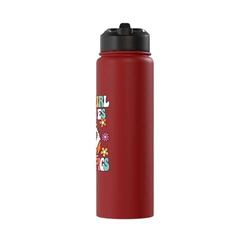 Just A Girl Who Loves Guinea Pigs Cute Groovy Girls Kids Stainless Steel Insulated Water Bottle - color: Red