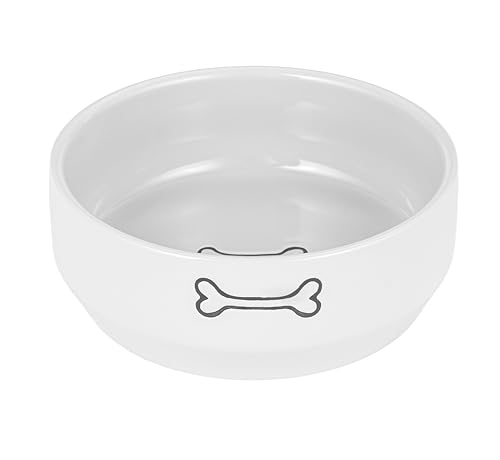 6.5" Ceramic Dog Bowl Pet Feeding Bowl 20oz (Cream/White, 6.5 / Large) - color: Cream / White