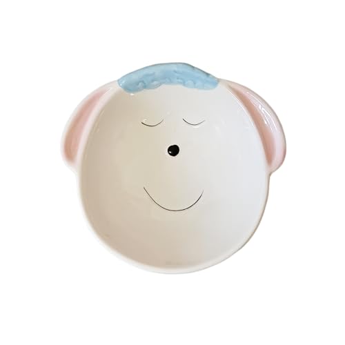 Cute Highland Cow Design Elevated Cat Bowl,Catoon Animal Dish - 15° Tilted Ceramic Pet Food Dish, Anti-Vomit for Cats/Dogs, Wide Mouth, Holds 150g Kibble - color: Blue Cow