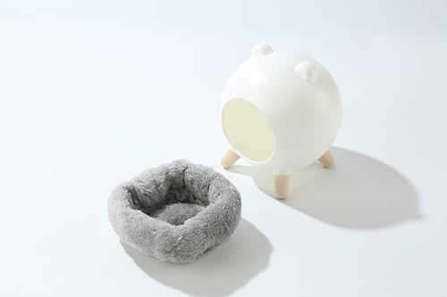 TUTU&LELE Hamster Hideout Space Elf Nest, Tiny House Bed with Round Plush Pad for Hamsters, Mice, Gerbils to Sleep & Play (White) - color: White