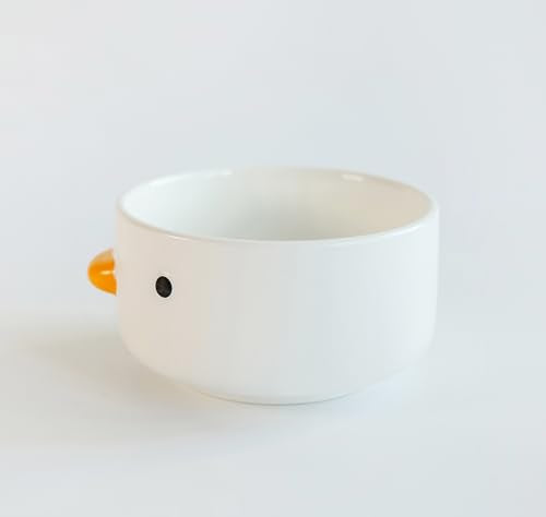 PURROOM Funny Cute Duck Bowl, Handmade Glaze Duck Safety Ceramics 17oz Soup Bowls, 4.6'' Rice Bowl. (500ML) - size: 4.6'' Soup Bowl