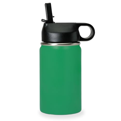 LaserGram Personalized 12oz Water Bottle, Snail (Green) | Engraved Gift, Vacuum Insulated Stainless Steel, Flip-Top Straw Lid, Laser Engraved With Your Name - color: Green, size: 12 Ounces