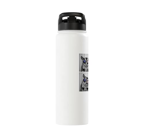 Sugar Glider 4th of July US American Flag Patriotic Stainless Steel Insulated Water Bottle - color: White
