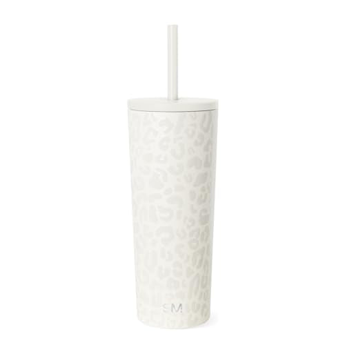 Simple Modern Iced Coffee Tumbler, Insulated | 24oz | Leopard | Reusable Stainless Steel Cup, Travel Mug, Water Bottle with Straw | Cupholder Friendly & Spill Resistant, Cream Leopard - color: Pattern: Cream Leopard, size: 24 Ounces