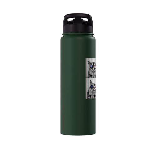 Sugar Glider 4th of July US American Flag Patriotic Stainless Steel Insulated Water Bottle - color: Dark Green