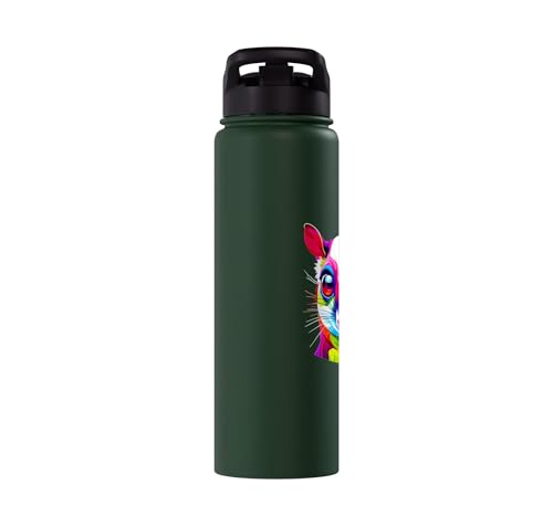 Colorful Pop Art Sugar Glider Sugar Gliders Stainless Steel Insulated Water Bottle - color: Dark Green