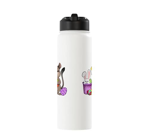 Cute degu painting Easter eggs Stainless Steel Insulated Water Bottle - color: White