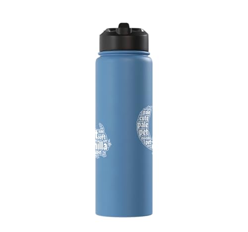 Chinchilla Word Cloud Pet Animal Funny Chinchillas Stainless Steel Insulated Water Bottle - color: Light Blue