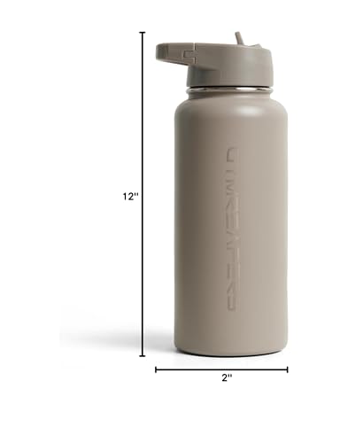 Gymreapers Insulated Water Bottle with Straw - 32 OZ Stainless Steel Water Bottles - BPA Free Metal Double Wall Vacuum Cold Hot Leakfree Flask Jug For Travel, Sports, Gym, School & Workout - color: Quicksand