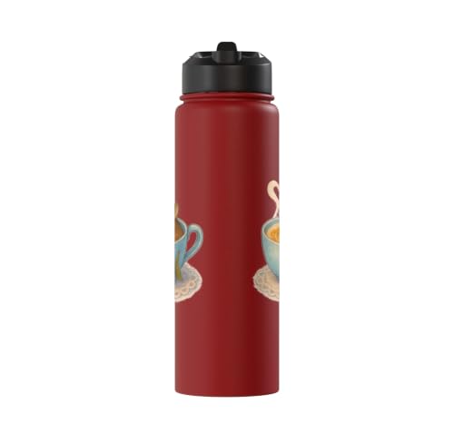 Sleeping Degu Tea Cup Heart Steam Art Stainless Steel Insulated Water Bottle - color: Red