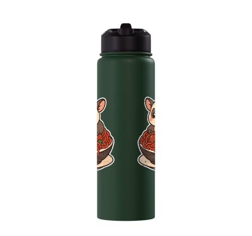 Cute Sugar Glider Spaghetti Pasta Stainless Steel Insulated Water Bottle - color: Dark Green