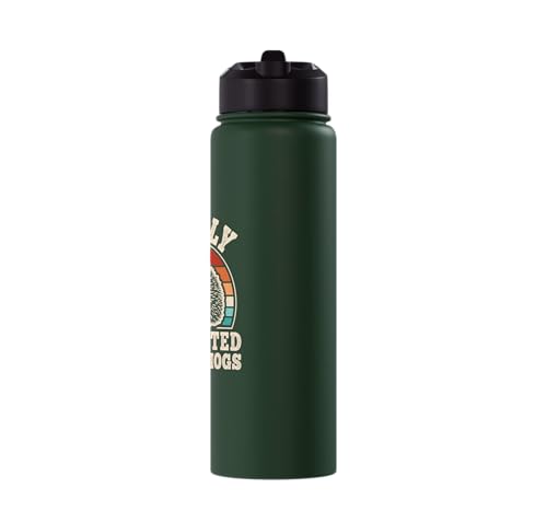 Easily Distracted By Hedgehogs Retro Hedgehog Men Women Kids Stainless Steel Insulated Water Bottle - color: Dark Green