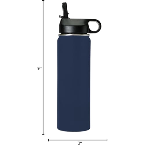 LaserGram Personalized 20oz Water Bottle, Rat (Navy Blue) | Engraved Gift, Vacuum Insulated Stainless Steel, Flip-Top Straw Lid, Laser Engraved With Your Name - color: Navy Blue, size: 20 Ounces