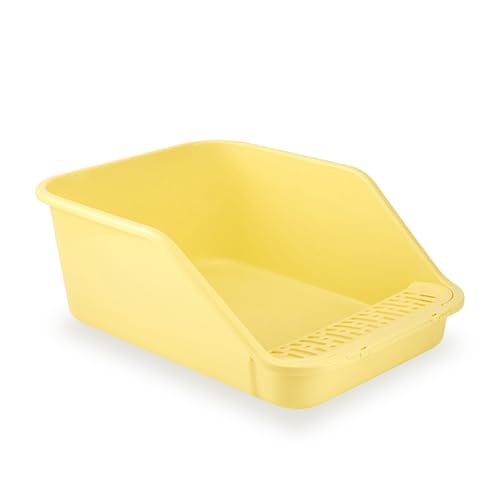 SpaceTime Large Cat Litter Box with High Sides,Cat Boxes for Indoor Cats,Cat Litter Pan for Kitty,Litter Box with Low Entry,Easy to Clean,Anti-Splashing(Yellow) - color: Yellow