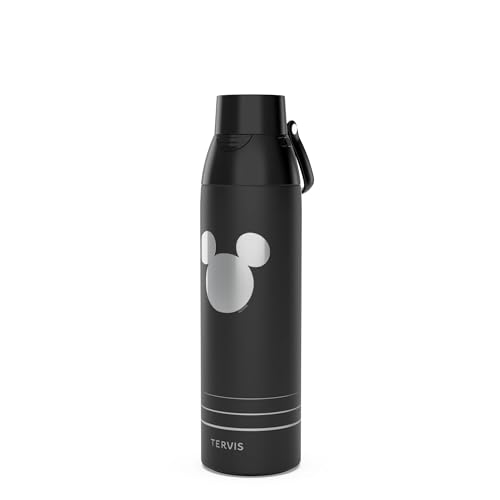 Tervis Venture Water Bottle Disney - Mickey Mouse Engraved Sillhouette Made in USA Double Walled Insulated Tumbler Travel Cup Keeps Drinks Cold & Hot, 26oz, Stainless Steel