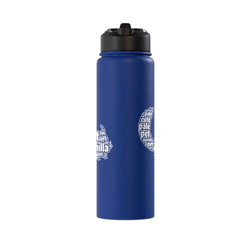 Chinchilla Word Cloud Pet Animal Funny Chinchillas Stainless Steel Insulated Water Bottle - color: Royal Blue