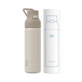 24oz 316L Stainless Steel Insulated Water Bottle | Smooth-flow oval spout, One-hand flip lid, Easy carry handle, Easy to clean, Sweat-proof exterior, Khaki - color: Khaki
