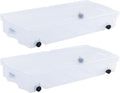 Rubbermaid 68 Quart Under the Bed Low Profile Storage Boxes with Dual Hinged Lids and Easy Rolling Caster Wheels, Clear, 2 Pack - size: Under the Bed - 2 Pack