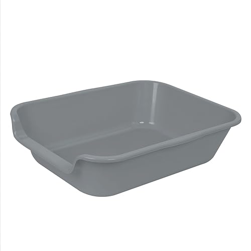 Extra Large Low Entry ABS Cat Litter Box, Grey, 20" L x 15.5" W, 1 Pack | Durable low entry litter box, non-stick, odor-free, ideal for seniors, kittens, rabbits, large cats and multi-pet homes. - color: Dark Gray, size: Small (Pack of 1)