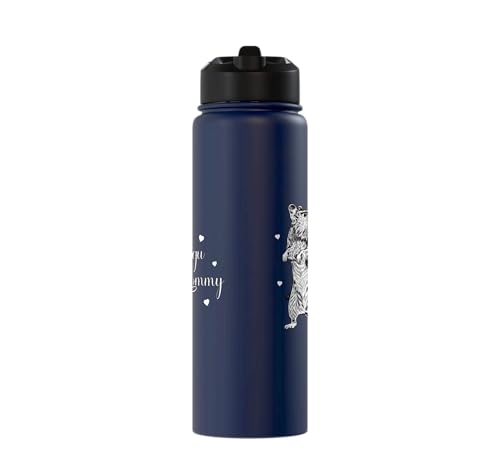 Rodent lovers - Degu Mommy Stainless Steel Insulated Water Bottle - color: Navy Blue