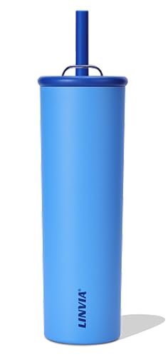 25 oz Candy Tumbler, Insulated Water Bottle with Straw Lid | Double Wall Stainless Steel, 2-in-1 Lid, Flexible Straw, Cup Holder Friendly, Dishwasher Safe, BPA Free, Ocean Blue - color: Ocean Blue, size: 25 Ounces
