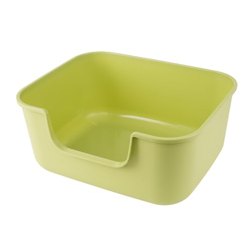 Large Cat Litter Box with High Sides,Cat Boxes for Indoor Cats,Cat Litter Pan for Kitty,Litter Box with Low Entry,Easy to Clean,Anti-Splashing (Green-Long Side Entry) - color: Long Side Entry-Green