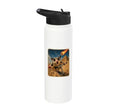 Funny Sugar Glider Riding Scooter Stainless Steel Insulated Water Bottle - color: White