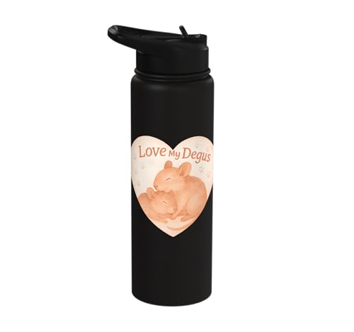 Love My Degus Heart Degu Lover Stainless Steel Insulated Water Bottle - color: Black