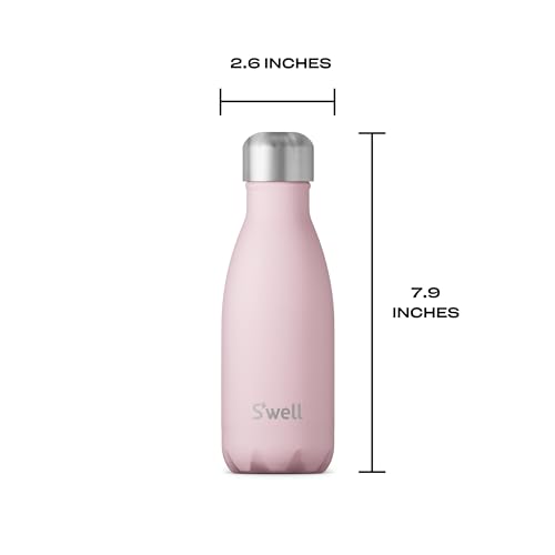 S'well Stainless Steel Water Bottle, 9oz, Pink Topaz, Triple Layered Vacuum Insulated Containers Keeps Drinks Cold for 24 Hours and Hot for 12, BPA Free, Perfect for On the Go - color: Pink Topaz, size: 9 Ounces