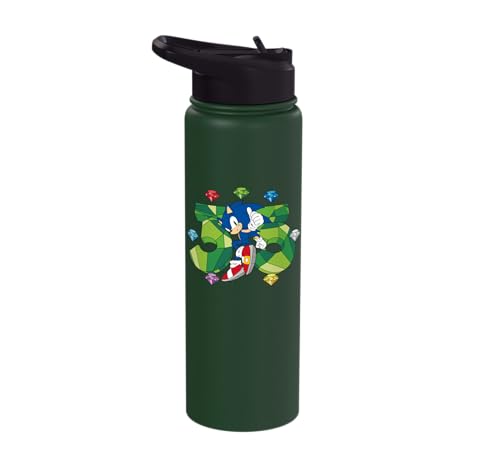 Sonic the Hedgehog: 35th Anniversary Key Visual Stainless Steel Insulated Water Bottle - color: Dark Green