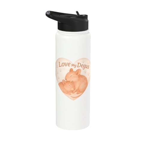 Love My Degus Heart Degu Lover Stainless Steel Insulated Water Bottle - color: White