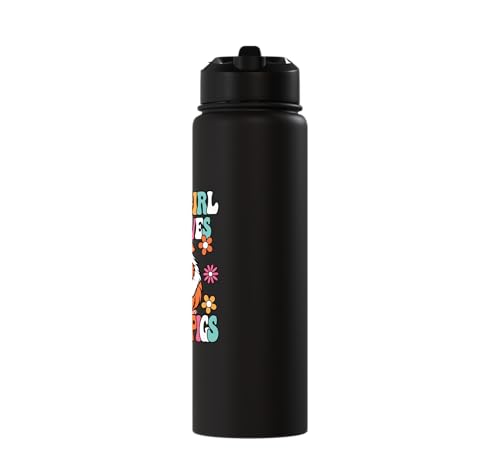 Just A Girl Who Loves Guinea Pigs Cute Groovy Girls Kids Stainless Steel Insulated Water Bottle - color: Black