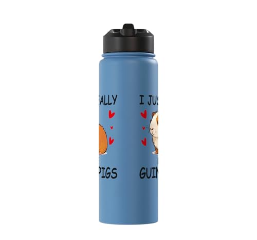 I just really love guinea pigs, Cute Guinea pig Stainless Steel Insulated Water Bottle - color: Light Blue