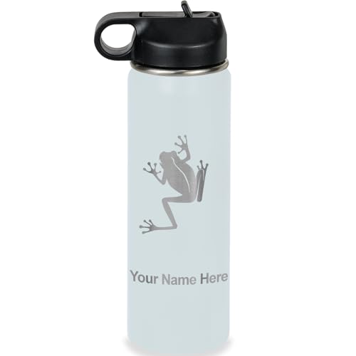 LaserGram Personalized 20oz Water Bottle, Tree Frog (Light Blue) | Engraved Gift, Vacuum Insulated Stainless Steel, Flip-Top Straw Lid, Laser Engraved With Your Name - color: Light Blue, size: 20 Ounces