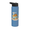 Sleeping Degu Tea Cup Heart Steam Art Stainless Steel Insulated Water Bottle - color: Light Blue