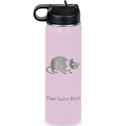 LaserGram Personalized 20oz Water Bottle, Rat (Lavender) | Engraved Gift, Vacuum Insulated Stainless Steel, Flip-Top Straw Lid, Laser Engraved With Your Name - color: Lavender, size: 20 Ounces
