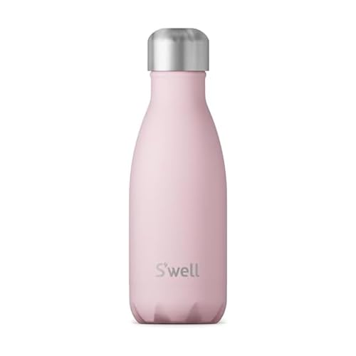 S'well Stainless Steel Water Bottle, 9oz, Pink Topaz, Triple Layered Vacuum Insulated Containers Keeps Drinks Cold for 24 Hours and Hot for 12, BPA Free, Perfect for On the Go - color: Pink Topaz, size: 9 Ounces