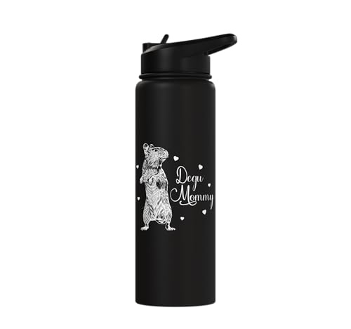 Rodent lovers - Degu Mommy Stainless Steel Insulated Water Bottle - color: Black