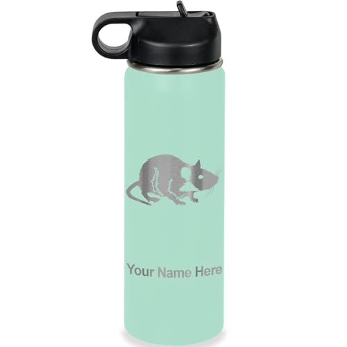 LaserGram Personalized 20oz Water Bottle, Rat (Teal) | Engraved Gift, Vacuum Insulated Stainless Steel, Flip-Top Straw Lid, Laser Engraved With Your Name - color: Teal, size: 20 Ounces