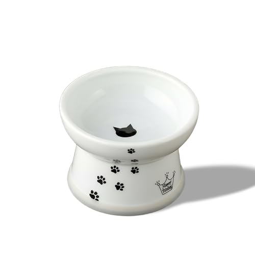 Necoichi Ceramic Elevated Cat Food Bowl, Whisker-Friendly (Cats, Regular) - color: Cat, size: Regular