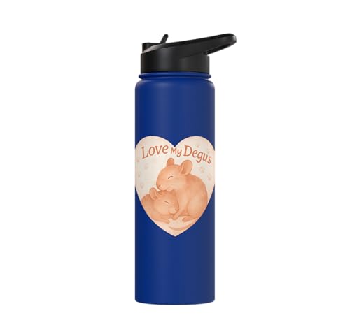 Love My Degus Heart Degu Lover Stainless Steel Insulated Water Bottle - color: Royal Blue