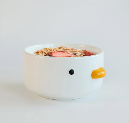 PURROOM Funny Cute Duck Bowl, Handmade Glaze Duck Safety Ceramics 17oz Soup Bowls, 4.6'' Rice Bowl. (500ML) - size: 4.6'' Soup Bowl
