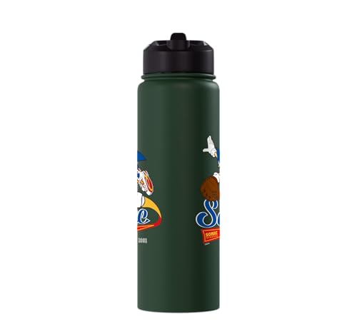 Sonic the Hedgehog - Sonic Baseball Est. 1991 Stainless Steel Insulated Water Bottle - color: Dark Green